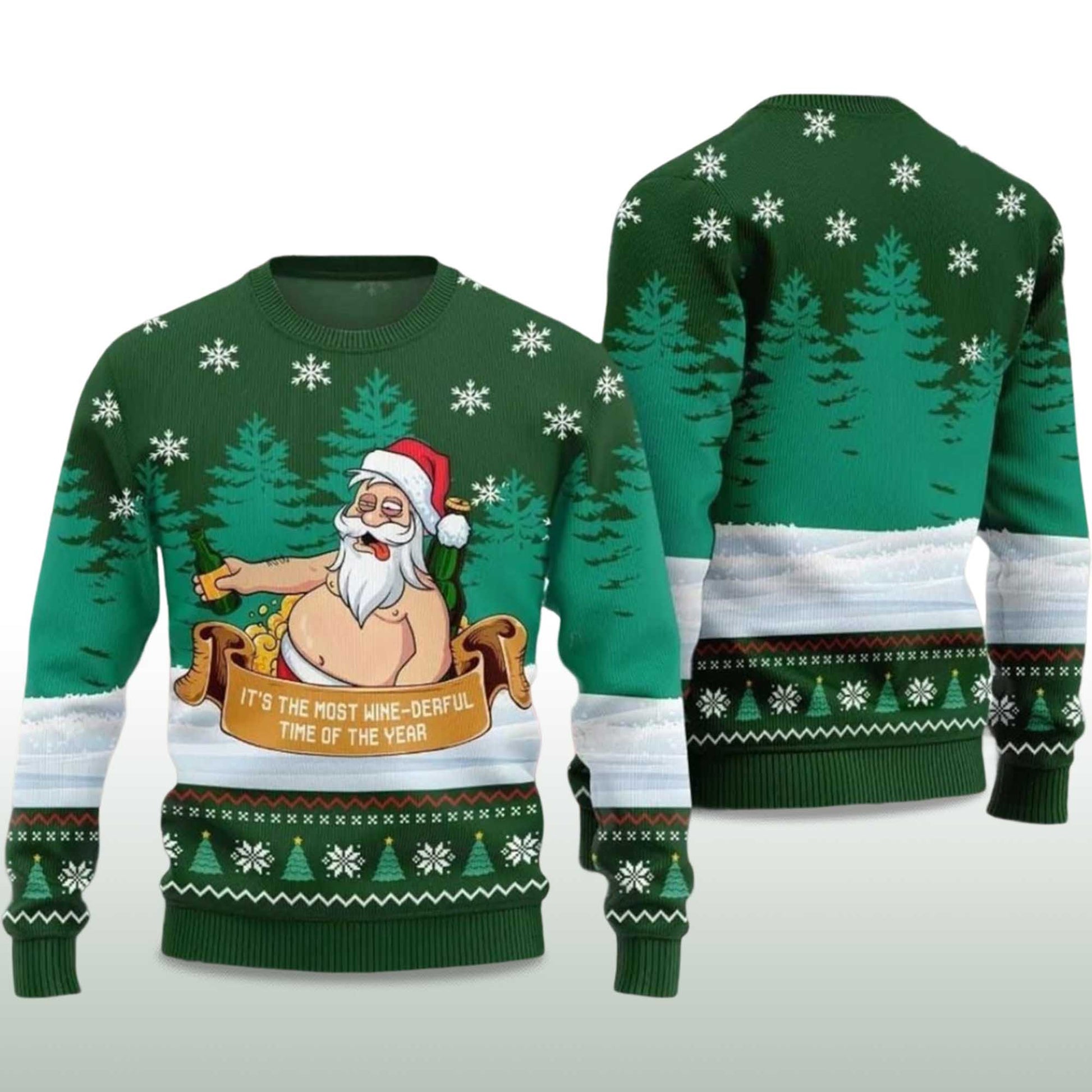2026 Wine Derful Santa Ugly Christmas Sweater Moonbestprint