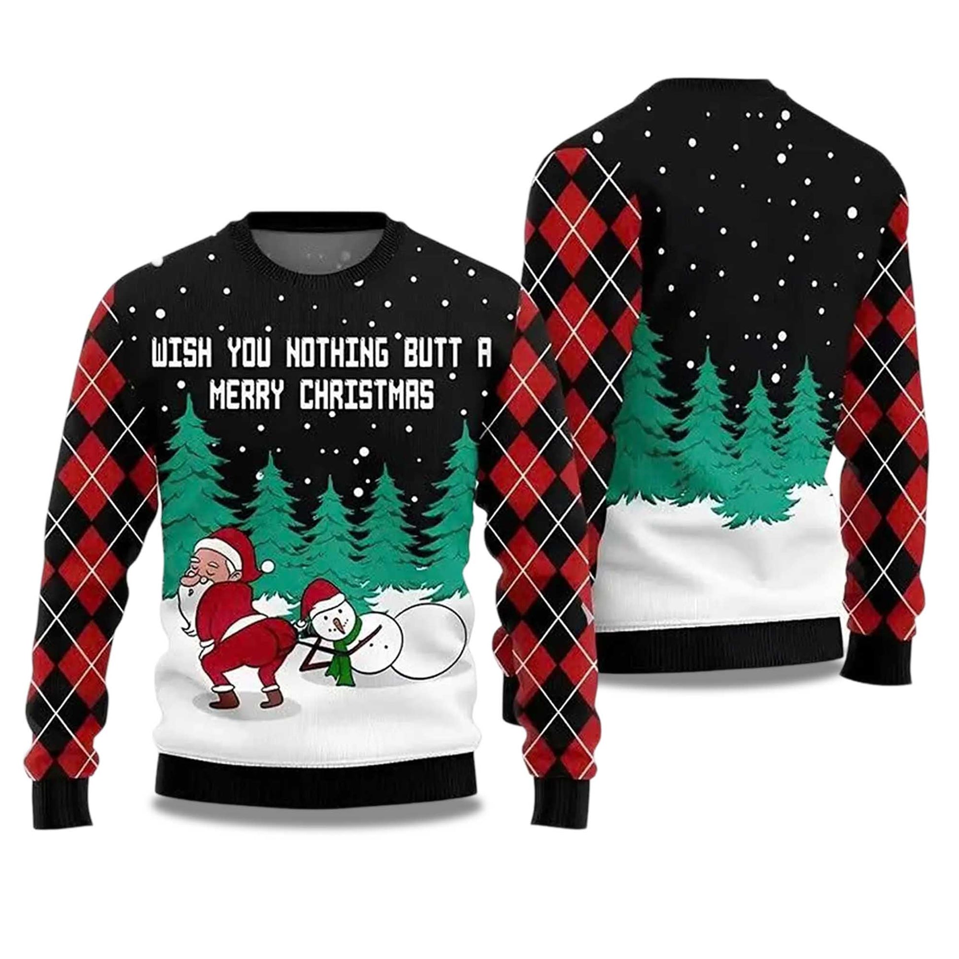 2026 Wish You Nothing Butt A Merry Christmas Ugly Christmas Sweater Moonbestprint