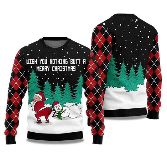 2026 Wish You Nothing Butt A Merry Christmas Ugly Christmas Sweater Moonbestprint