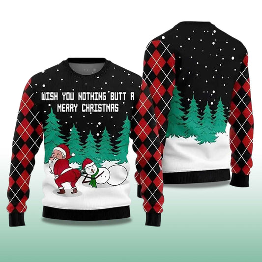 2026 Wish You Nothing Butt A Merry Christmas Ugly Christmas Sweater Moonbestprint