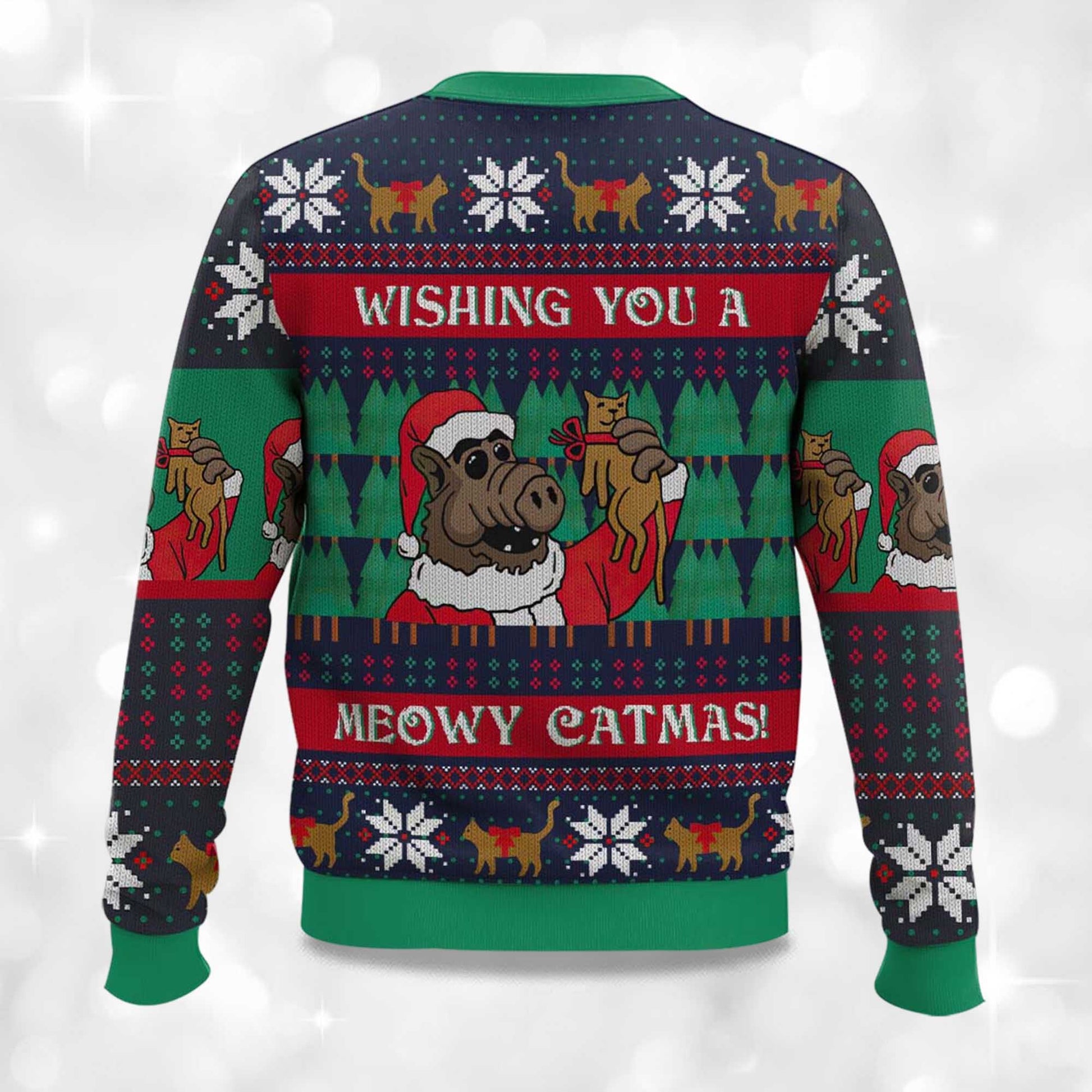 2026 Wishing You A Meowy Catmas Ugly Christmas Sweater Moonbestprint