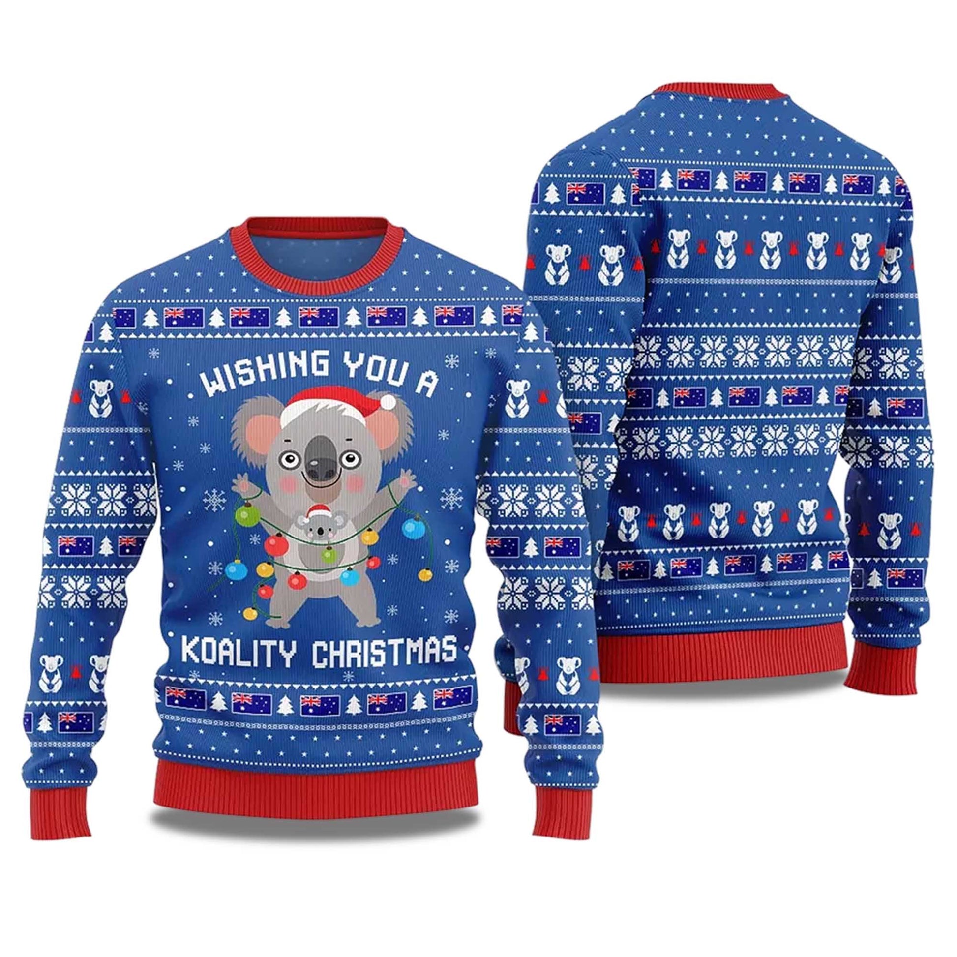 2026 Wishing You a Koality Christmas Australia Ugly Christmas Sweater Moonbestprint