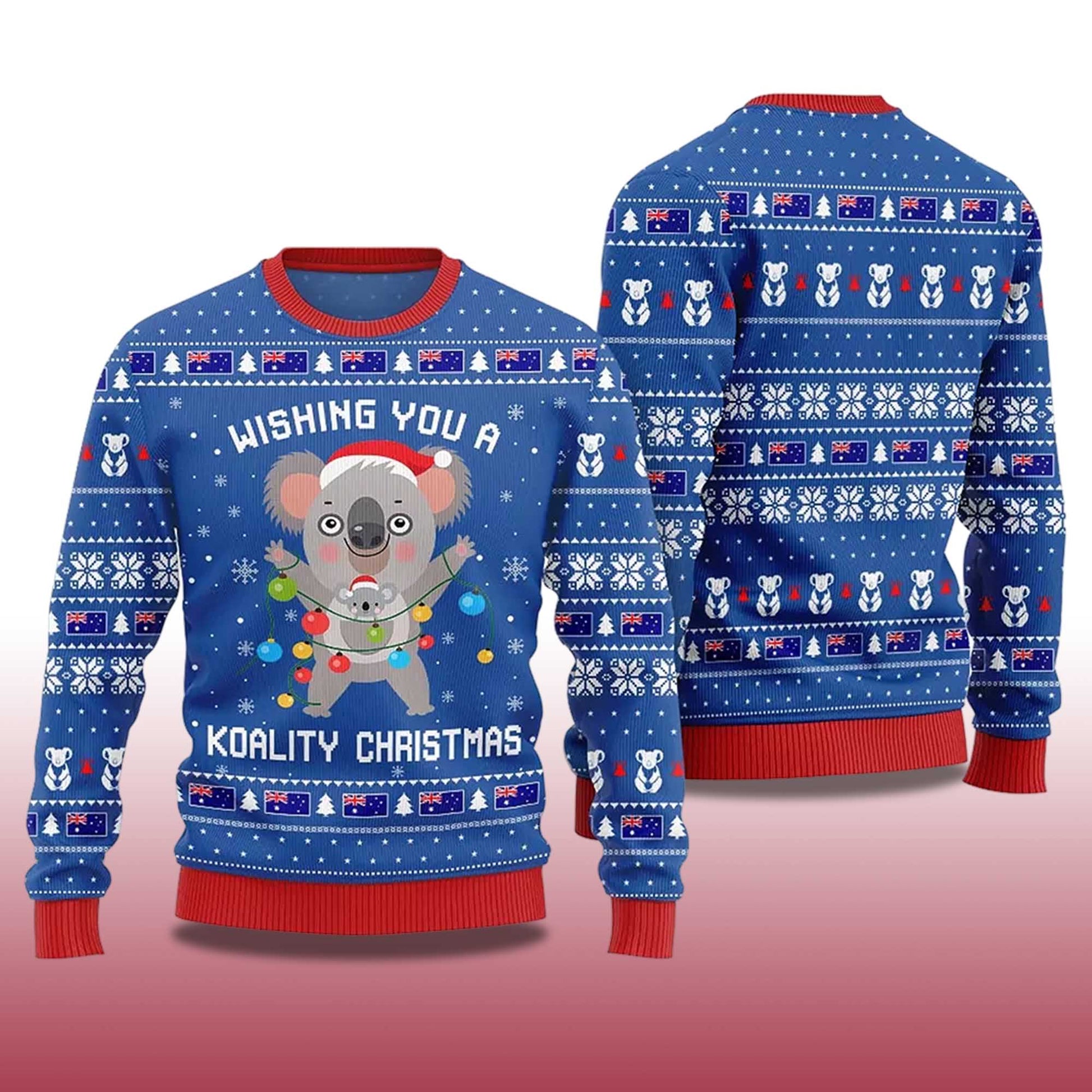 2026 Wishing You a Koality Christmas Australia Ugly Christmas Sweater Moonbestprint