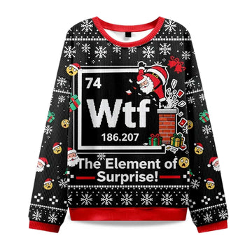 2026 Wtf The Element of Surprise Santa Christmas Ugly Sweater Moonbestprint