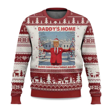 2026 Xmas Trump Daddys Home Make Christmas Great Again Ugly Christmas Sweater Moonbestprint