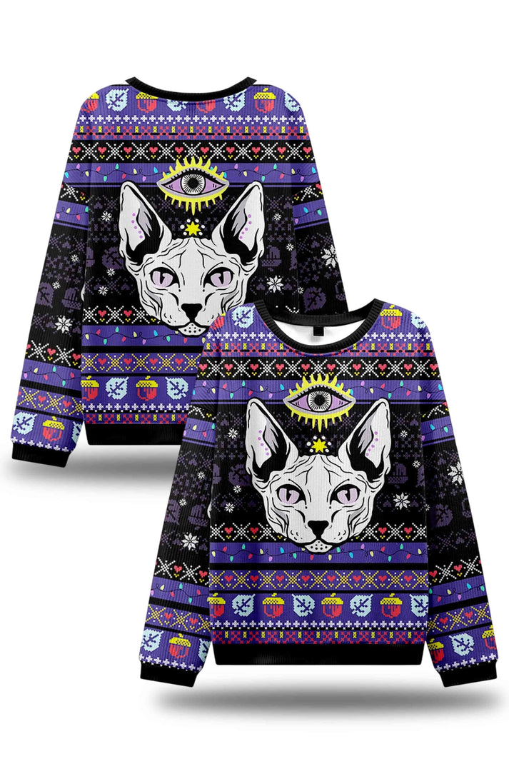 Purplehecate Mystical Cat Ugly Christmas Sweater 2025 – Moonbestprint