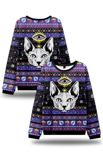 Purplehecate Mystical Cat Ugly Christmas Sweater 2025 – Moonbestprint