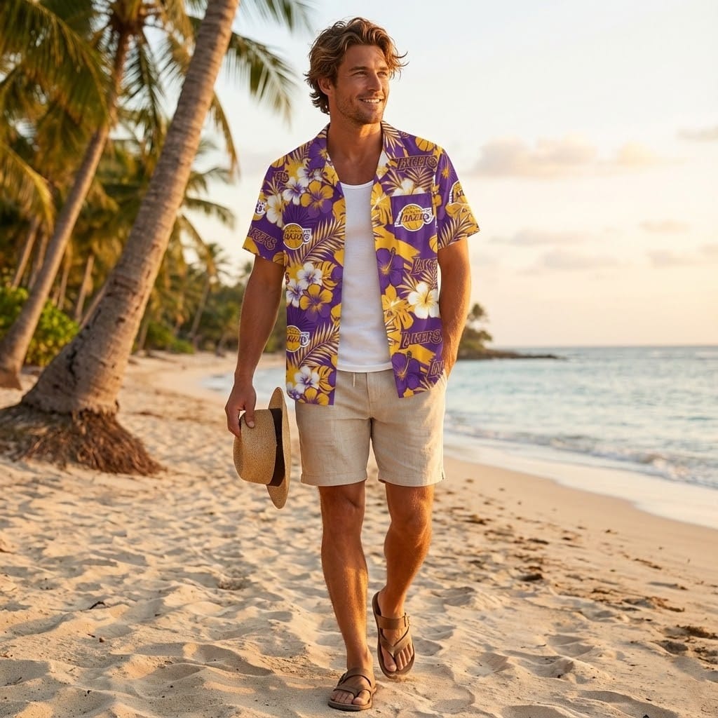 Unisex Los Angeles Lakers Graphic Hawaiian Shirt for Basketball Fans – Moonbestprint