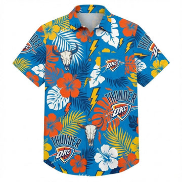 Unisex OKC Thunder Graphic Hawaiian Shirt for Basketball Fans – Moonbestprint