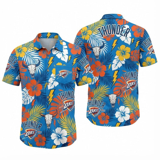 Unisex OKC Thunder Graphic Hawaiian Shirt for Basketball Fans – Moonbestprint