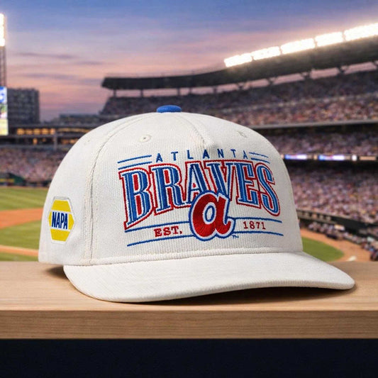 2026 Braves Corduroy Throwback Cap Giveaway -Moonbestprint