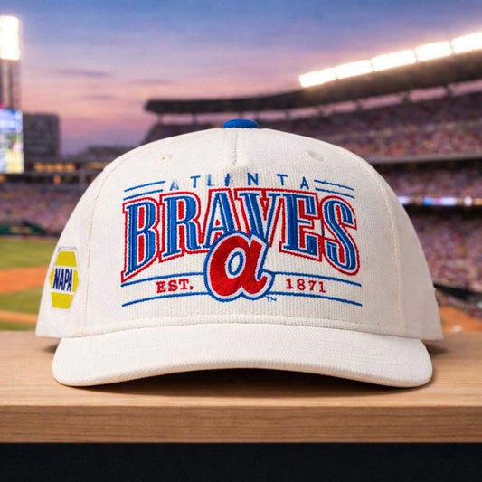 2026 Braves Corduroy Throwback Cap Giveaway -Moonbestprint