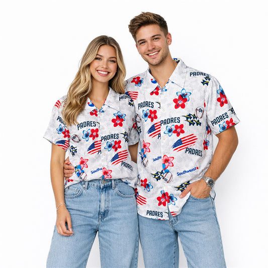 2026 Giveaway San Diego Padres Patriotic Hawaiian Shirt - Moonbestprint