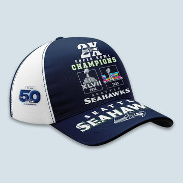 2026 Seahawks 2x Super Bowls Champions Cap Moonbestprint