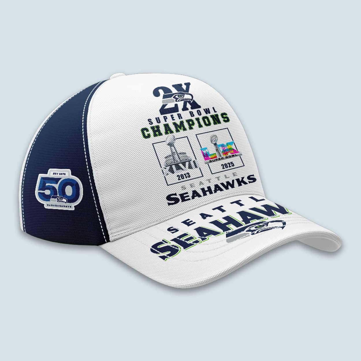 2026 Seahawks 2x Super Bowls Champions Cap Moonbestprint