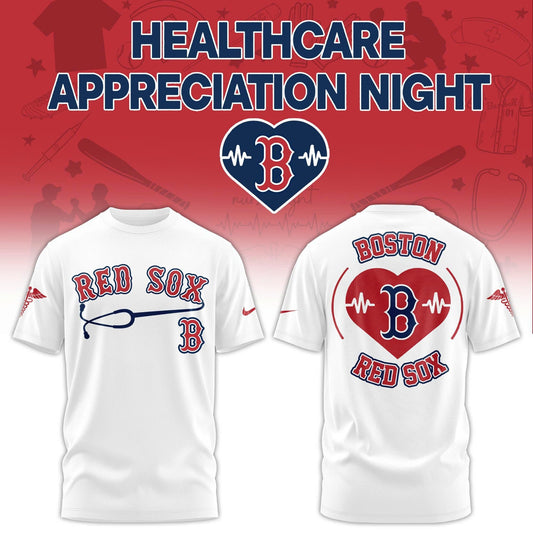 2026 Boston Red Sox Healthcare Appreciation Night Limited Edition T-ShirtJogger And Cap White Outfit | GU57 Moonbestprint