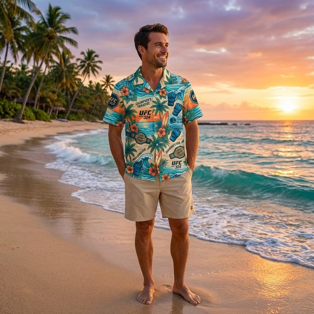 Unisex UFC 324 Champions Paradise Fight Island Graphic Hawaiian Shirt for MMA Fans – Moonbestprint