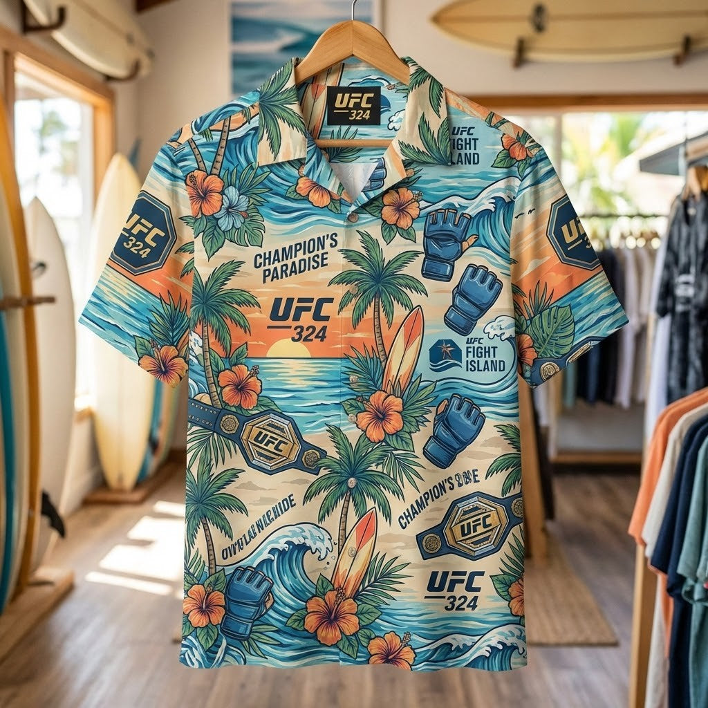 Unisex UFC 324 Champions Paradise Fight Island Graphic Hawaiian Shirt for MMA Fans – Moonbestprint