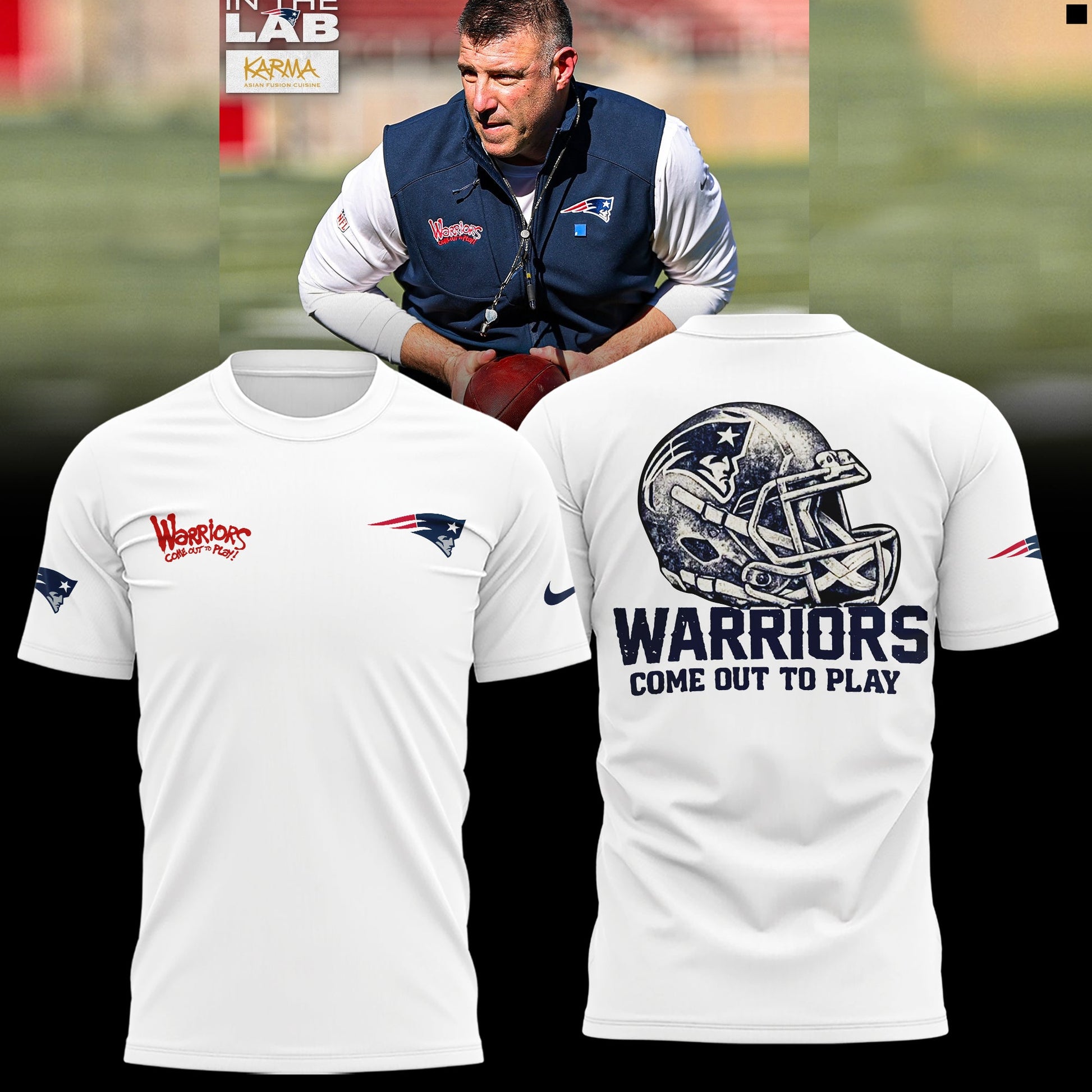 New England Patriots Warriors Come Out To Play Limited Edition TShirt - White | TA57 Moonbestprint
