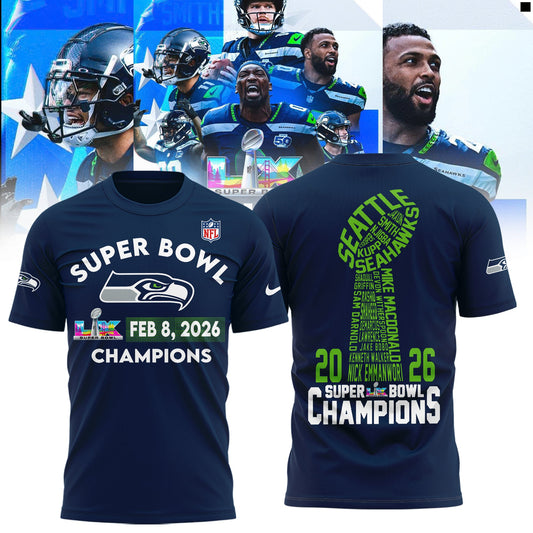 Seattle Seahawks 2025-2026 Super Bowl LX Champions Limited Edition Tshirt | YO47 Moonbestprint
