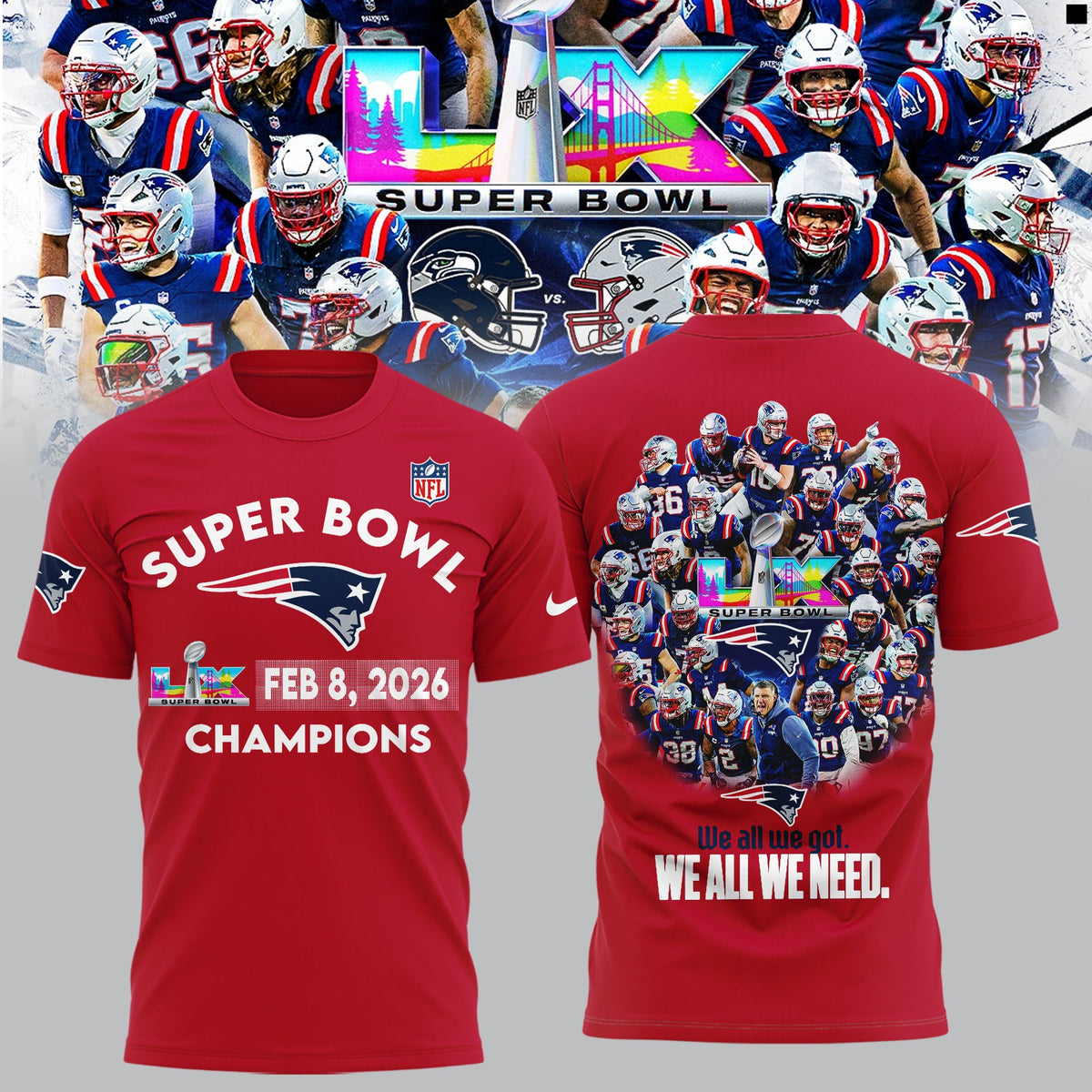 New England Patriots 2026 Super Bowl LX Champions Limited Edition Shirt | DC69 Moonbestprint