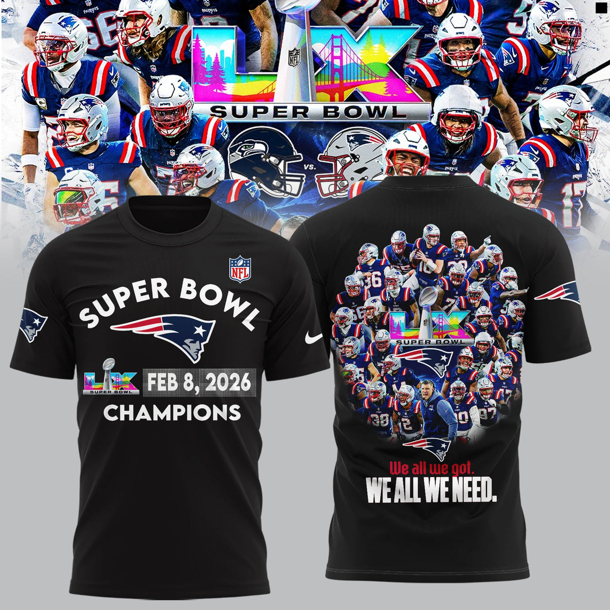 New England Patriots 2026 Super Bowl LX Champions Limited Edition Shirt | UY32 Moonbestprint