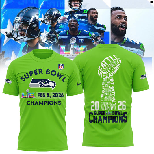 Seattle Seahawks 2025-2026 Super Bowl LX Champions Limited Edition Tshirt | UO11 Moonbestprint