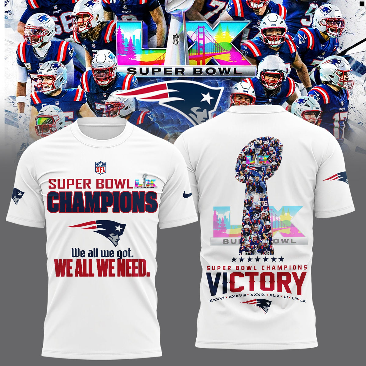 New England Patriots 2026 Super Bowl LX Champions Limited Edition TShirt | QK27 Moonbestprint