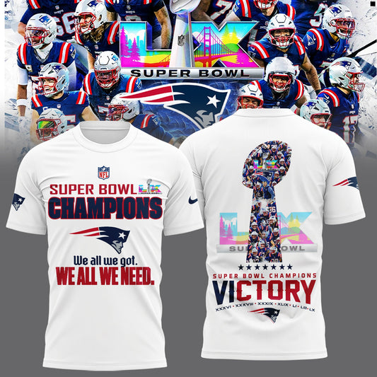 New England Patriots 2026 Super Bowl LX Champions Limited Edition TShirt | QK27 Moonbestprint