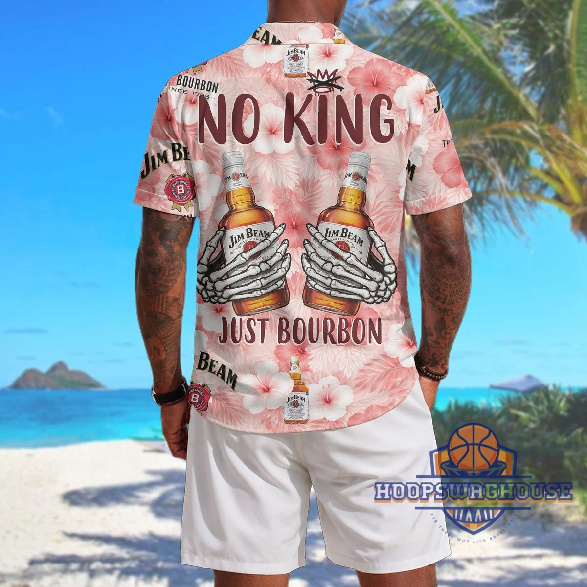 Unisex Jim Beam No King Just Bourbon Skeleton Hands 2026 Graphic Hawaiian Shirt for Fans – Moonbestprint