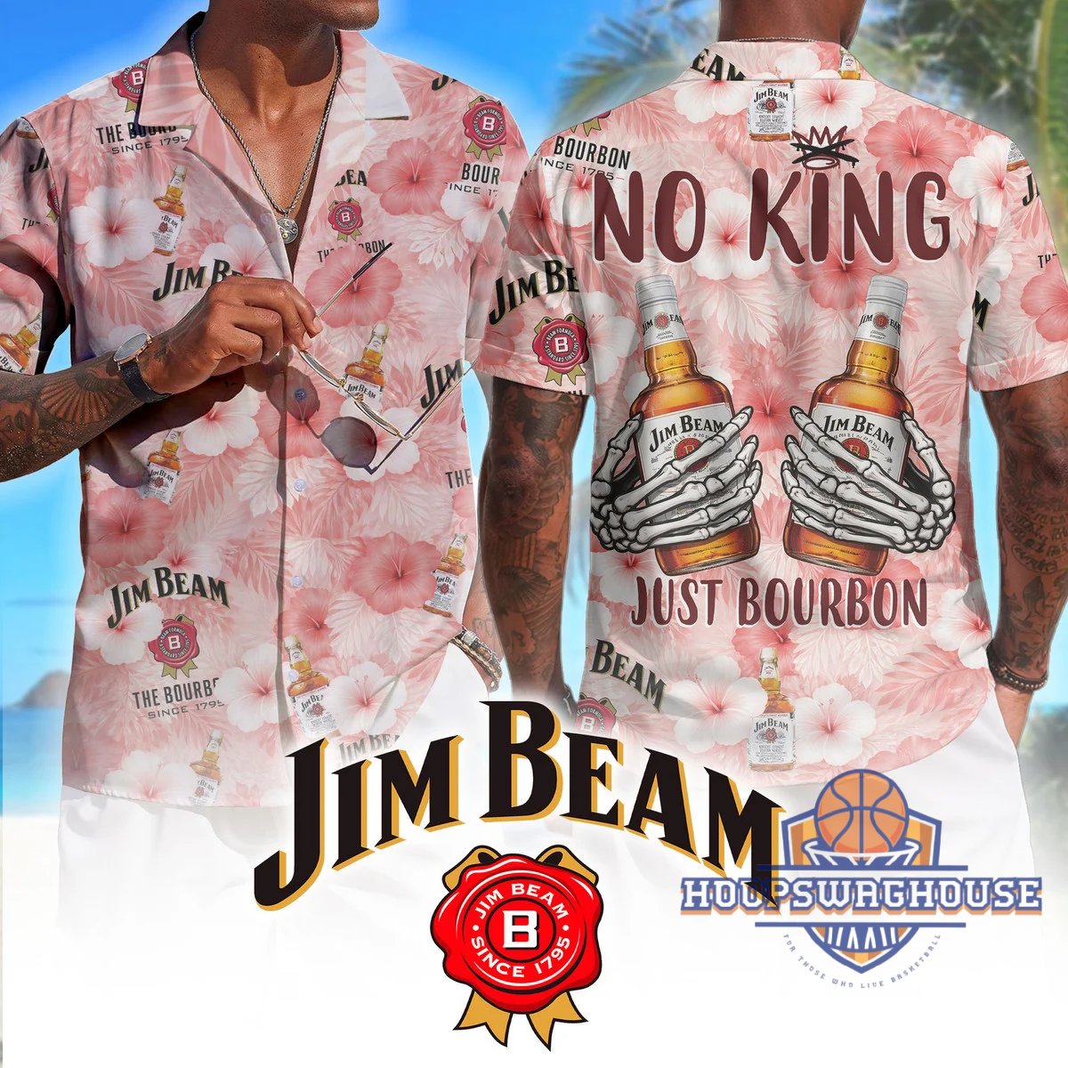 Unisex Jim Beam No King Just Bourbon Skeleton Hands 2026 Graphic Hawaiian Shirt for Fans – Moonbestprint