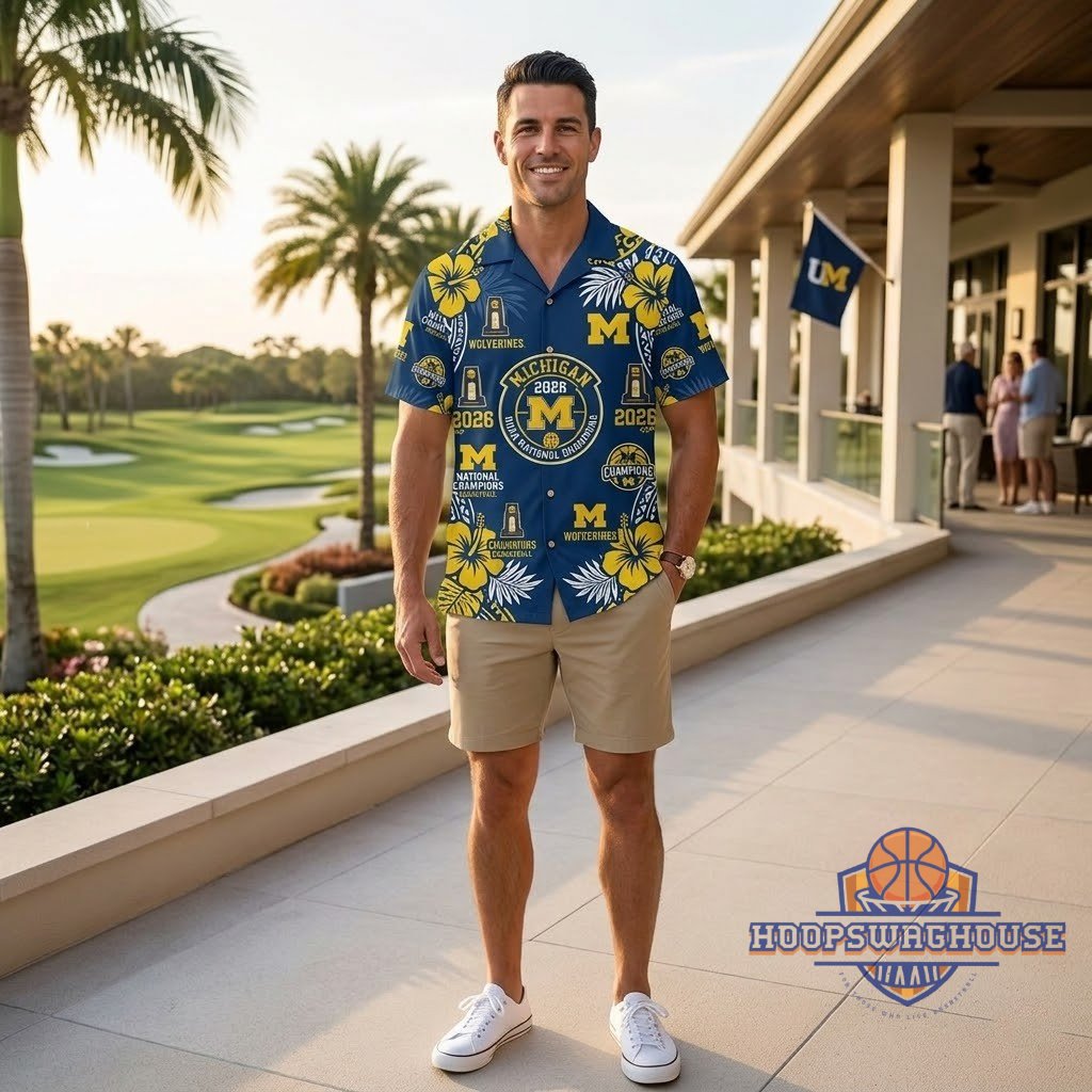 Unisex Michigan Wolverines 2026 NCAA National Champions Basketball Graphic Hawaiian Shirt for Basketball Fans – Moonbestprint