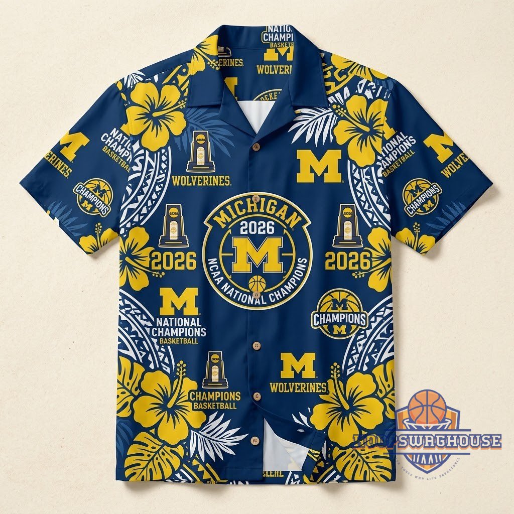 Unisex Michigan Wolverines 2026 NCAA National Champions Basketball Graphic Hawaiian Shirt for Basketball Fans – Moonbestprint