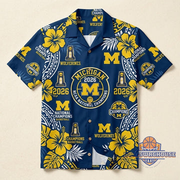 Unisex Michigan Wolverines 2026 NCAA National Champions Basketball Graphic Hawaiian Shirt for Basketball Fans – Moonbestprint