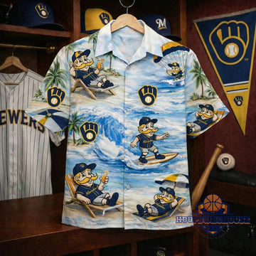 Unisex Milwaukee Brewers Bernie Brewer Tropical Beach Graphic Hawaiian Shirt for Baseball Fans – Moonbestprint