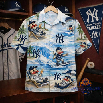 Unisex New York Yankees Mascot Tropical Beach Graphic Hawaiian Shirt for Baseball Fans – Moonbestprint