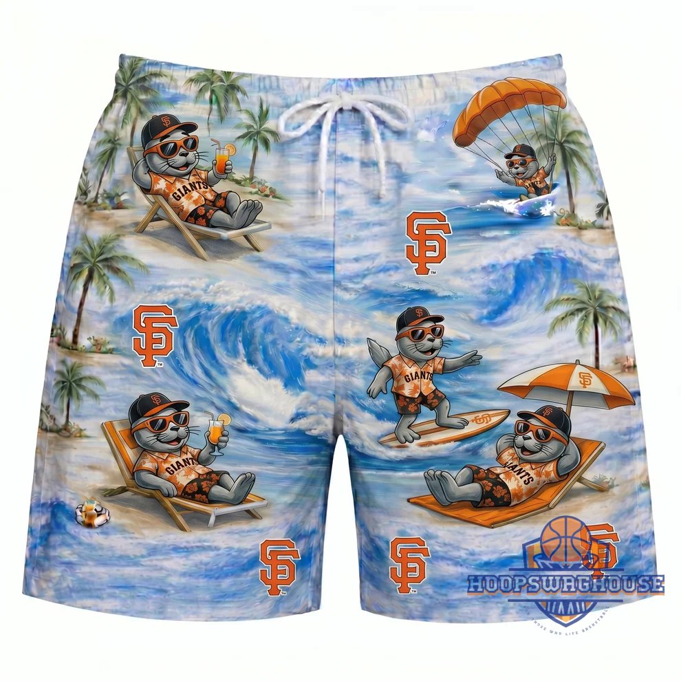 Unisex San Francisco Giants Lou Seal Mascot Surfing Beach Graphic Hawaiian Shirt for Baseball Fans – Moonbestprint