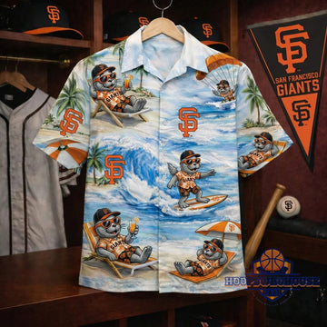 Unisex San Francisco Giants Lou Seal Mascot Surfing Beach Graphic Hawaiian Shirt for Baseball Fans – Moonbestprint