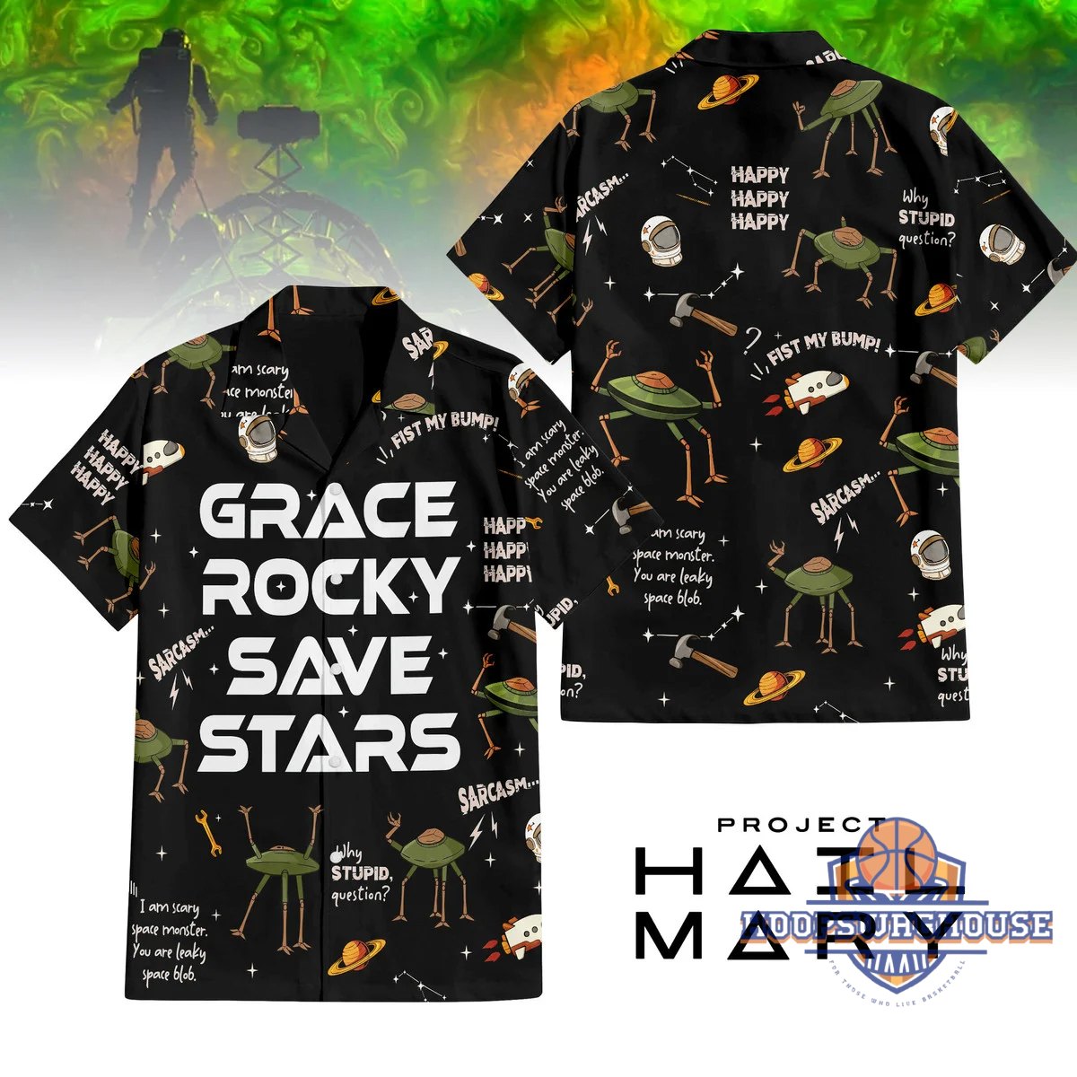 Unisex Project Hail Mary Grace Rocky Save Stars Quotes Graphic Hawaiian Shirt for Movie Fans – Moonbestprint