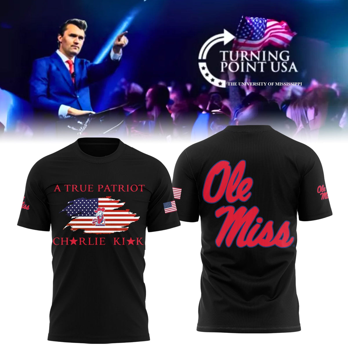University of Mississippi ( Ole Miss ) x Turning Point USA Limited Edition T-Shirt Moonbestprint