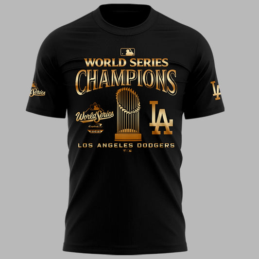 Limited Edition Los Angeles Dodgers Back to Back Champions 2025 Black Tshirt Moonbestprint