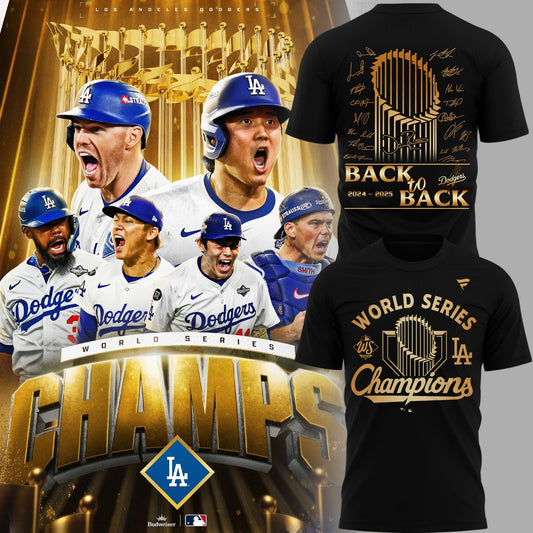 Limited Edition Los Angeles Dodgers World Series BACK-TO-BACK CHAMPIONS T-shirt 2025 Moonbestprint