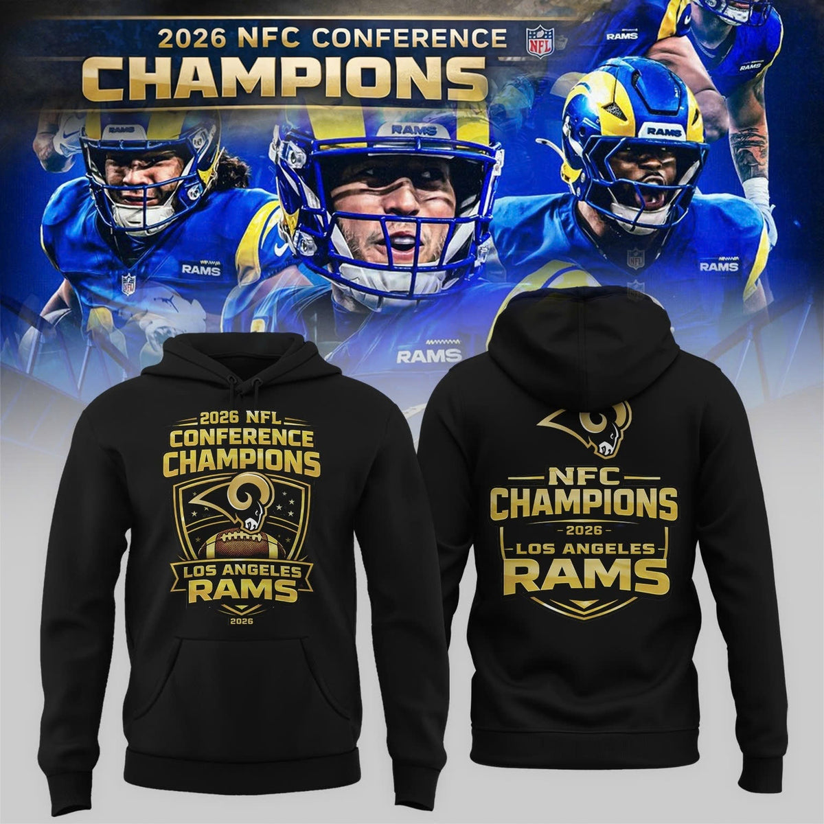 Los Angeles Rams 2026 NFC Division Champions Black Shirt | EJ78 Moonbestprint