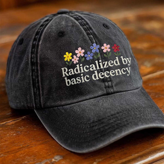 Radicalized By Basic Decency Flower FDT Hat -Moonbestprint