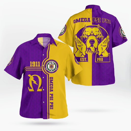 Omega Psi Phi Bulldog Hawaiian Shirt - Moonbestprint