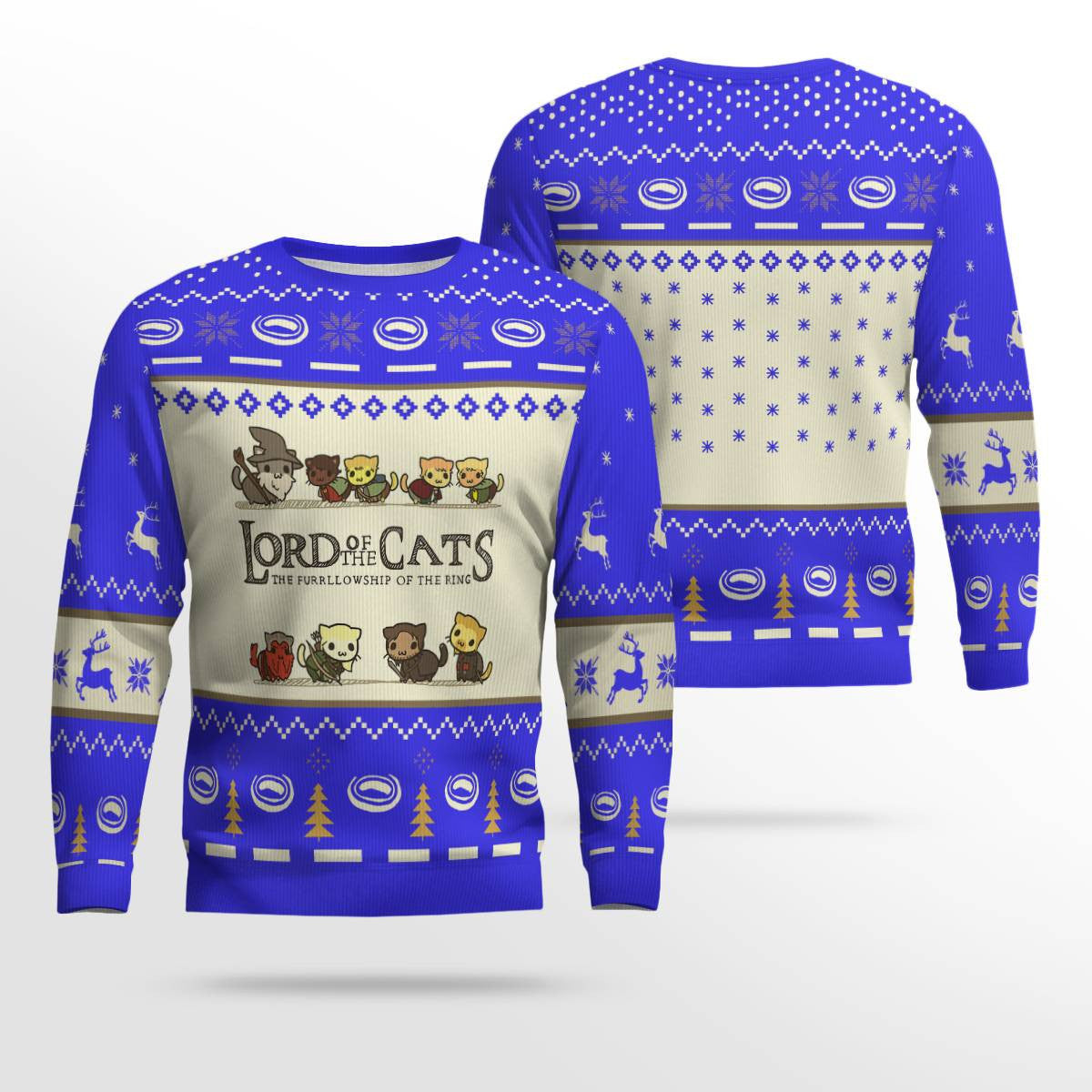 Lord Of Cats Ugly Christmas Ugly Christmas Sweater Funny Blue – Moonbestprint