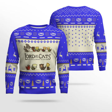 Lord Of Cats Ugly Christmas Ugly Christmas Sweater Funny Blue – Moonbestprint