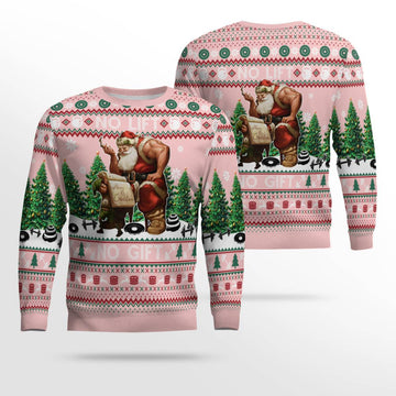 Santa No Lift No Gift Merry Christmas Ugly Christmas Sweater Powder Pink – Moonbestprint