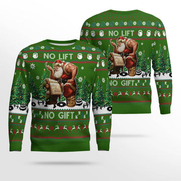 Santa No Lift No Gift Merry Christmas Ugly Christmas Sweater Green – Moonbestprint