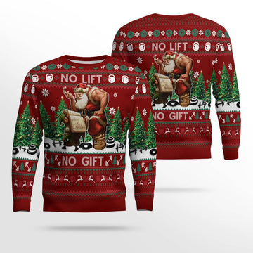 Santa No Lift No Gift Merry Christmas Ugly Christmas Sweater Red – Moonbestprint